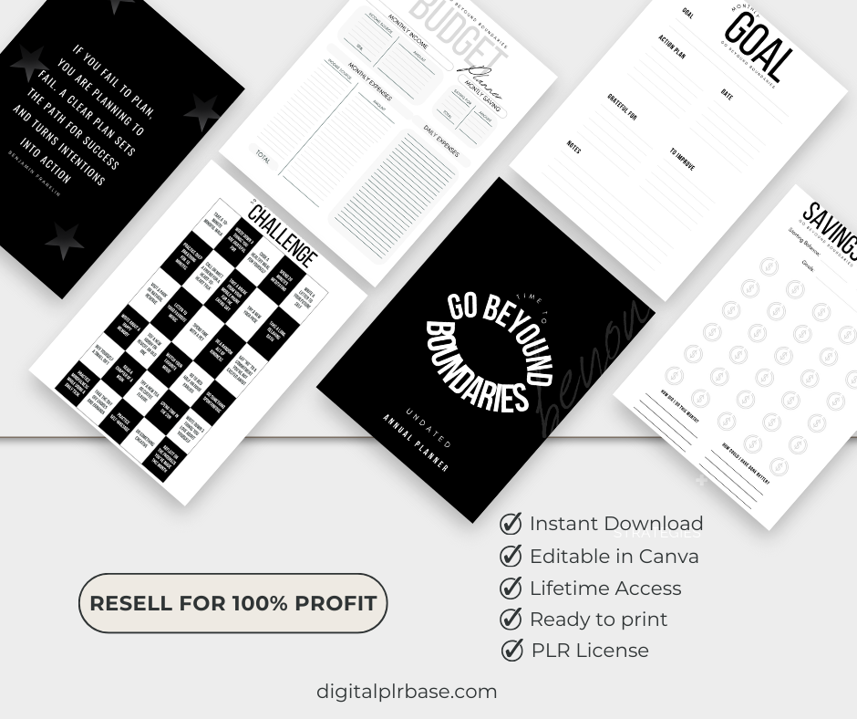 PLR Planner with Commercial Use – Go Beyond Boundaries Theme.
