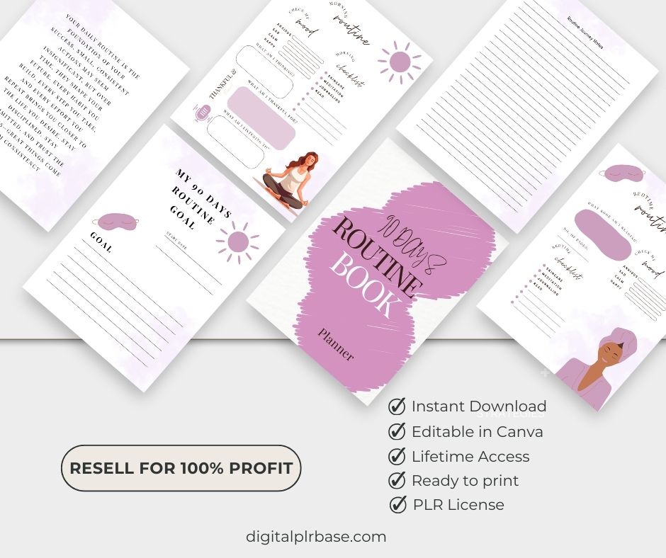 0 Days Routine Planner PLR - Rebrand & Sell for Passive Income | Editable Canva Template