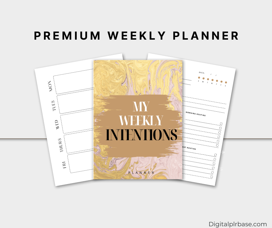 Weekly Planner for Intentions, Goals & Productivity | PLR Digital Product | Printable PDF & Canva Editable