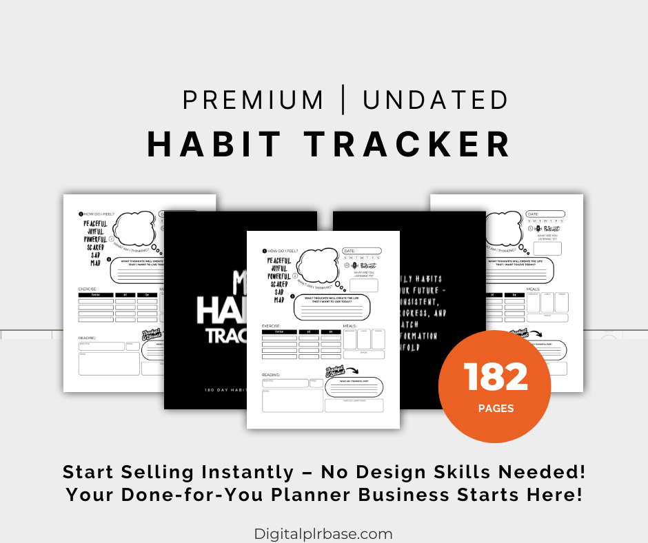 Printable daily habit tracker PLR template for resell or personal use