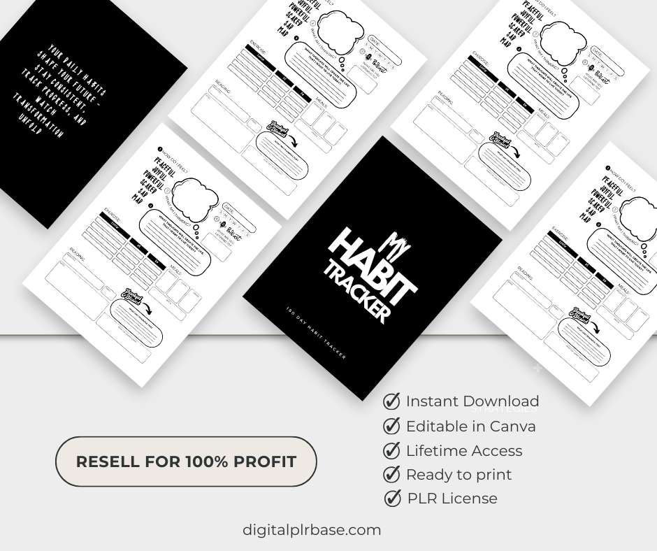 Stylish Canva template of habit tracker for digital entrepreneurs and coaches