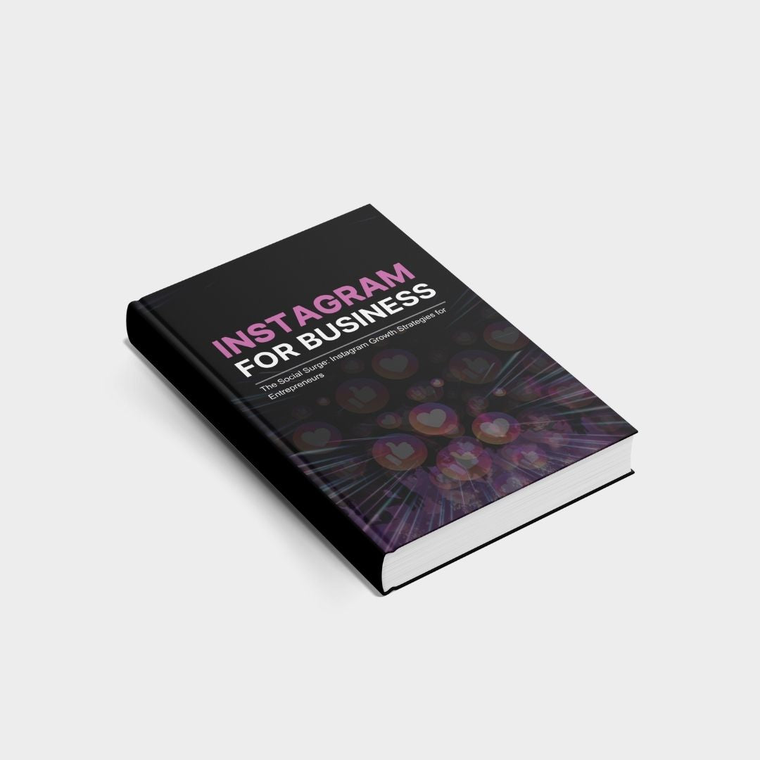 Flat-lay view of the ebook cover with the same visual theme, showing "Instagram for Business" in bold pink and white text.